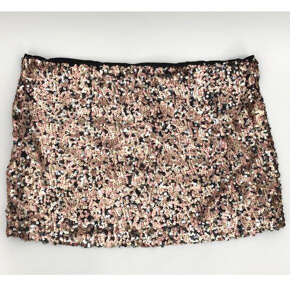 Free People Desni Sequins Mini Skirt 6 Gold Black - Picture 6 of 9
